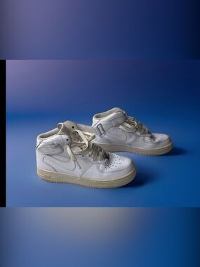 Nike White High-Top Sneakers with Cream Soles